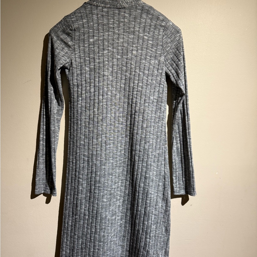 Gray Ribbed Open Front Cardigan - Picture 5 of 8